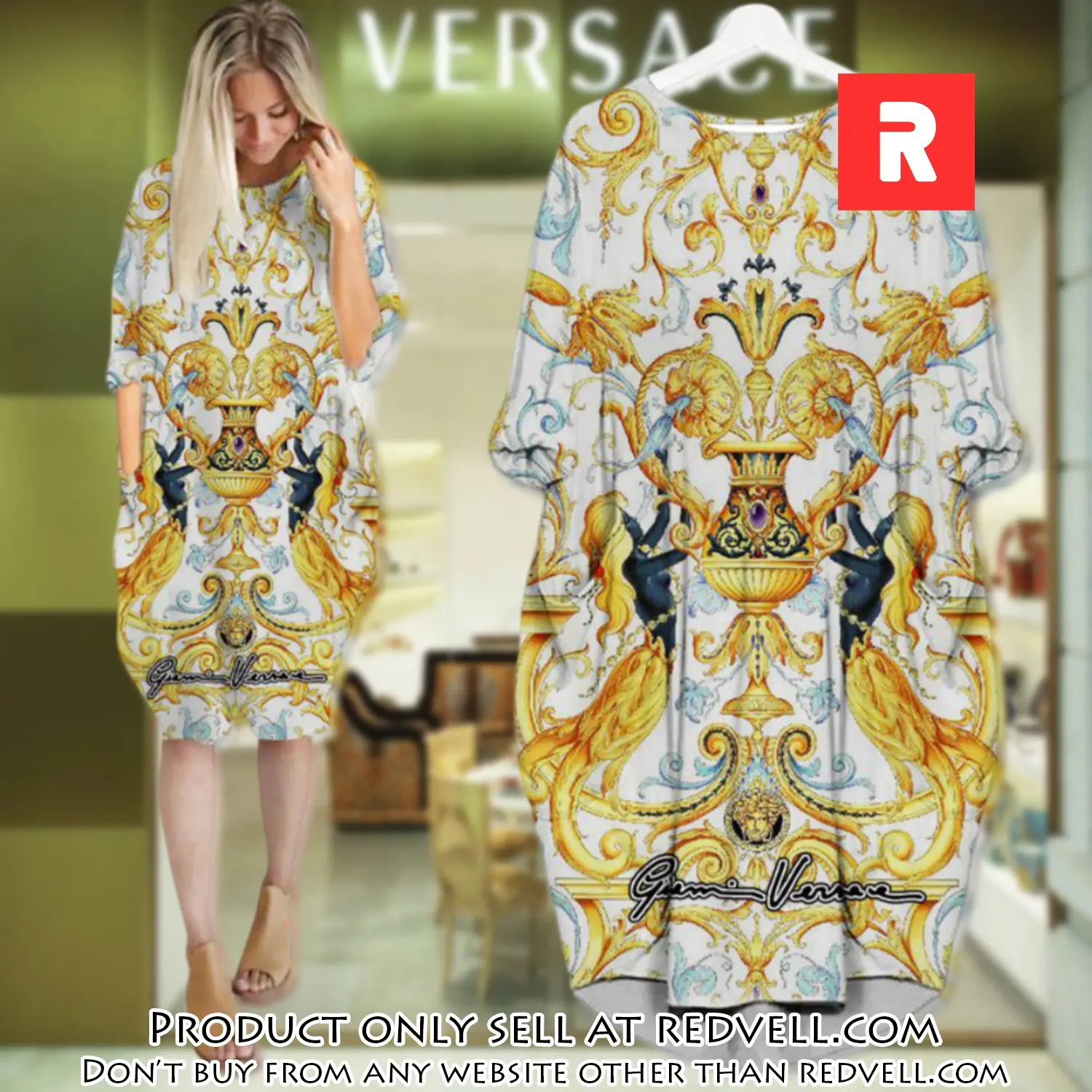 Gianni versace white batwing pocket dress luxury brand for women pd071 rv4838238